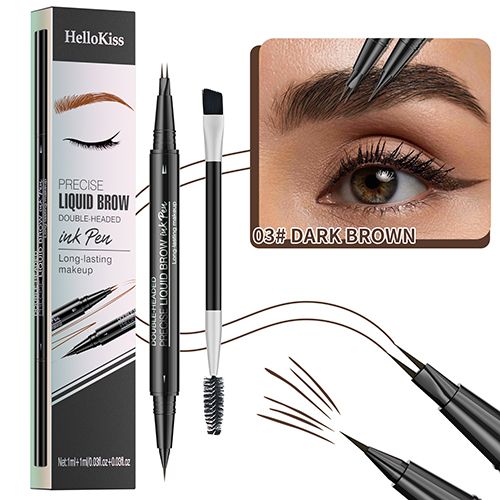 2-in-1 dual-ended eyebrow pencil with micro-fork tip and precision brush for natural-looking brows view 8