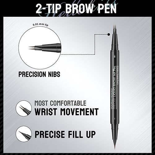 2-in-1 dual-ended eyebrow pencil with micro-fork tip and precision brush for natural-looking brows view 4