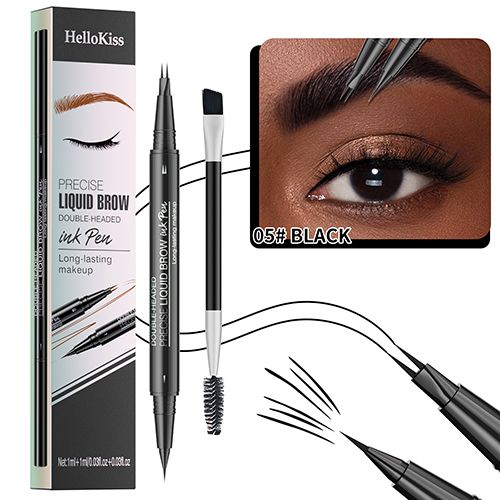 2-in-1 dual-ended eyebrow pencil with micro-fork tip and precision brush for natural-looking brows view 10