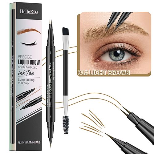 2-in-1 dual-ended eyebrow pencil with micro-fork tip and precision brush for natural-looking brows view 6