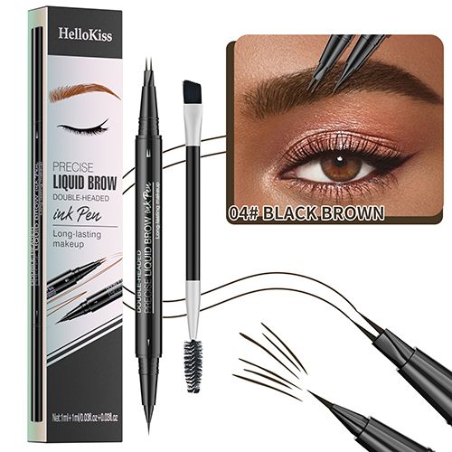 2-in-1 dual-ended eyebrow pencil with micro-fork tip and precision brush for natural-looking brows view 9