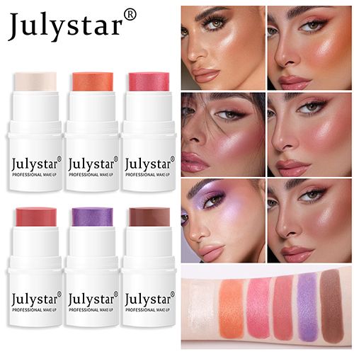 High gloss powder blusher stick can rotate pearl powder blusher cream matte powder blusher 6 colors option