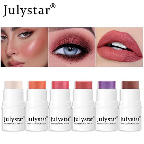High gloss powder blusher stick can rotate pearl powder blusher cream matte powder blusher 6 colors option