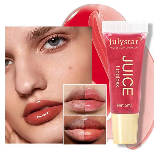 Glitter Plumping Lip Gloss Jelly Strawberry Moisturizer Fruit Lip Oil Transparent Fullness Lip Tint Gel Soft Tube Makeup LipCare view 3