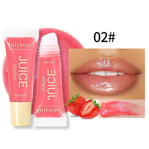 Glitter Plumping Lip Gloss Jelly Strawberry Moisturizer Fruit Lip Oil Transparent Fullness Lip Tint Gel Soft Tube Makeup LipCare view 8