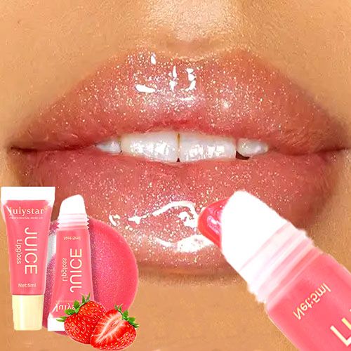 Glitter Plumping Lip Gloss Jelly Strawberry Moisturizer Fruit Lip Oil Transparent Fullness Lip Tint Gel Soft Tube Makeup LipCare view 4