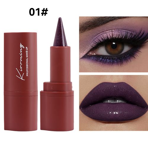 Elegant Shimmer Purple Lip Liner Pen Set Matte Velvet Cream Smooth Lipstick Lasting Waterproof Eyeshadow Gradient Lips Makeup