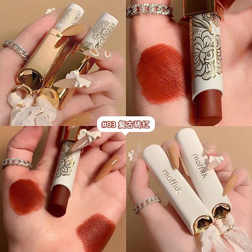 Lace Light Mist Matte Lipstick Reddish Brown Velvet Long-Lasting Not Easy To Fade Lipstick Waterproof Makeup Retro Lip Gloss view 8