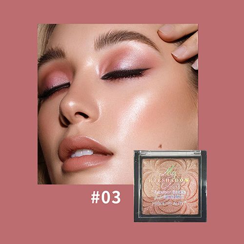 Face brightening, long-lasting, non-fading makeup, delicate glitter, phantom light, three-dimensional relief diamond highlight powder, contouring palette