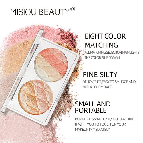 Makeup artist uses nose shadow dual-purpose brightening exquisite pearlescent matte double combination high-gloss repair integrated plate view 4