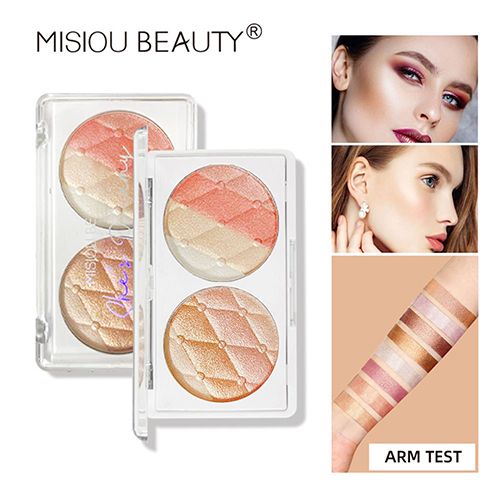 Makeup artist uses nose shadow dual-purpose brightening exquisite pearlescent matte double combination high-gloss repair integrated plate view 2