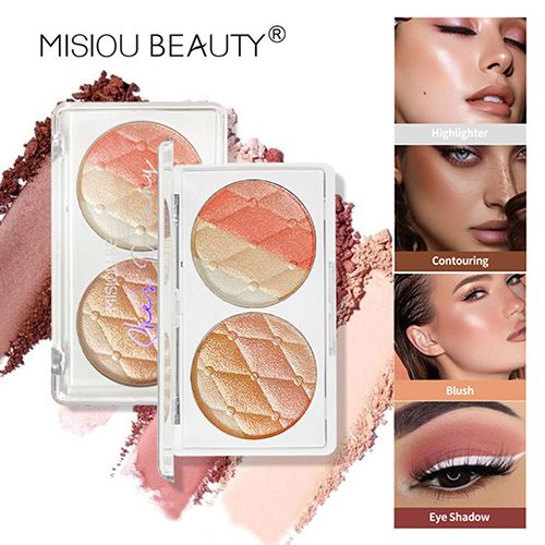 Makeup artist uses nose shadow dual-purpose brightening exquisite pearlescent matte double combination high-gloss repair integrated plate view 3