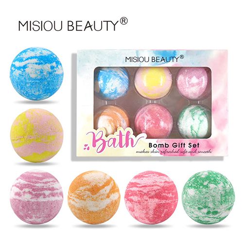 Internet celebrity household mixed color cleaning explosion bath salt ball essential oil skin care bath moisturizing bubble bomb bubble bath ball