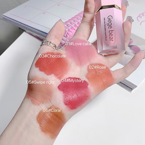 Gege Bear Liquid Blush Cream 6 Colors Smooth Velvet Matte Pink Blusher Natural Easy To Smudge view 5