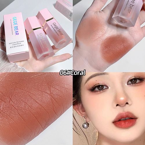 Gege Bear Liquid Blush Cream 6 Colors Smooth Velvet Matte Pink Blusher Natural Easy To Smudge