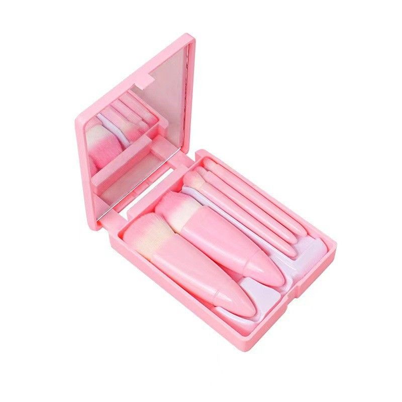 New travel 5-piece mirror box makeup brush set portable multi-functional loose powder brush blush brush beauty tools