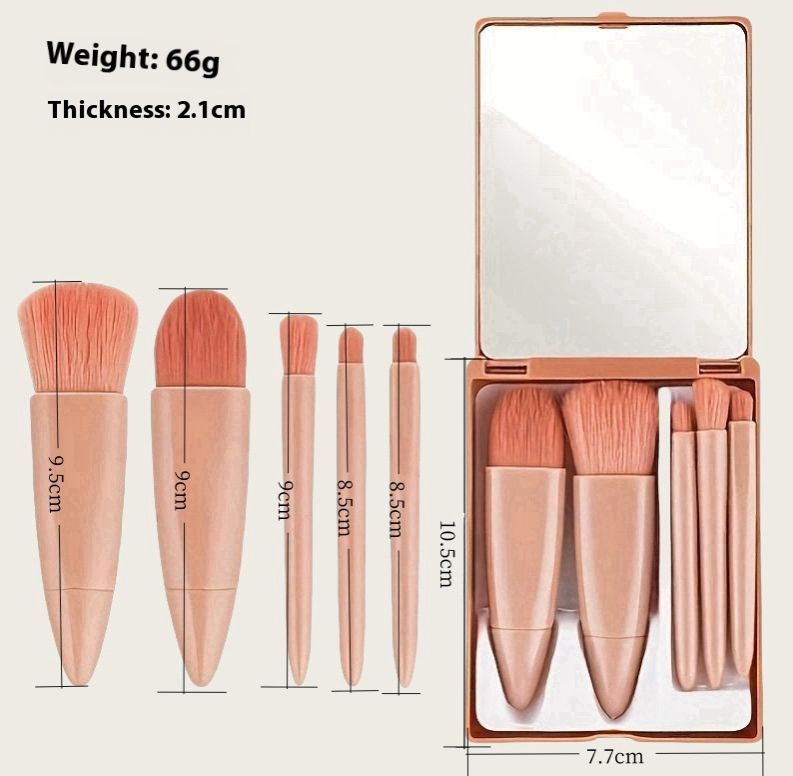 New travel 5-piece mirror box makeup brush set portable multi-functional loose powder brush blush brush beauty tools