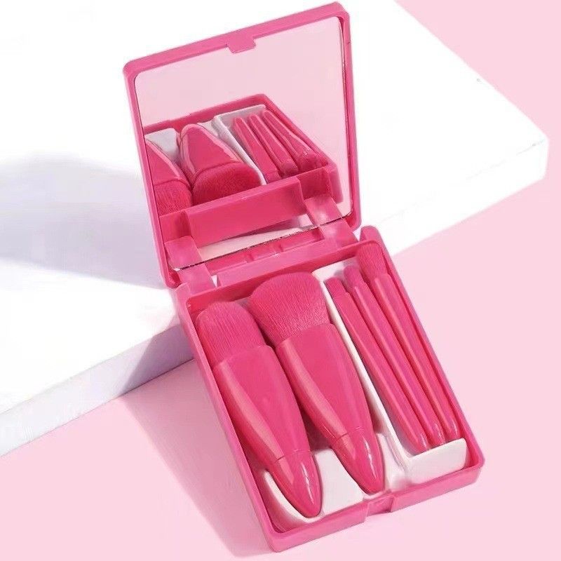 New travel 5-piece mirror box makeup brush set portable multi-functional loose powder brush blush brush beauty tools