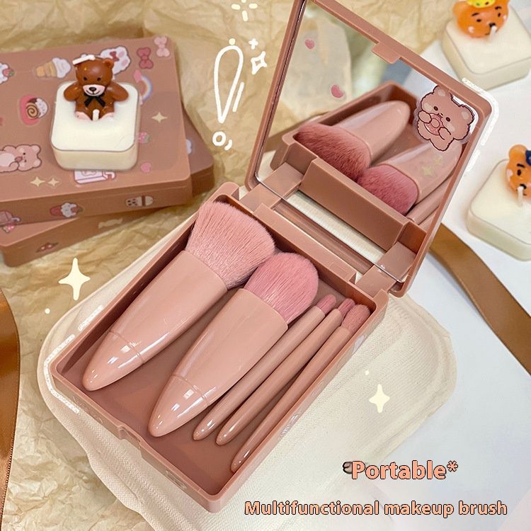 New travel 5-piece mirror box makeup brush set portable multi-functional loose powder brush blush brush beauty tools