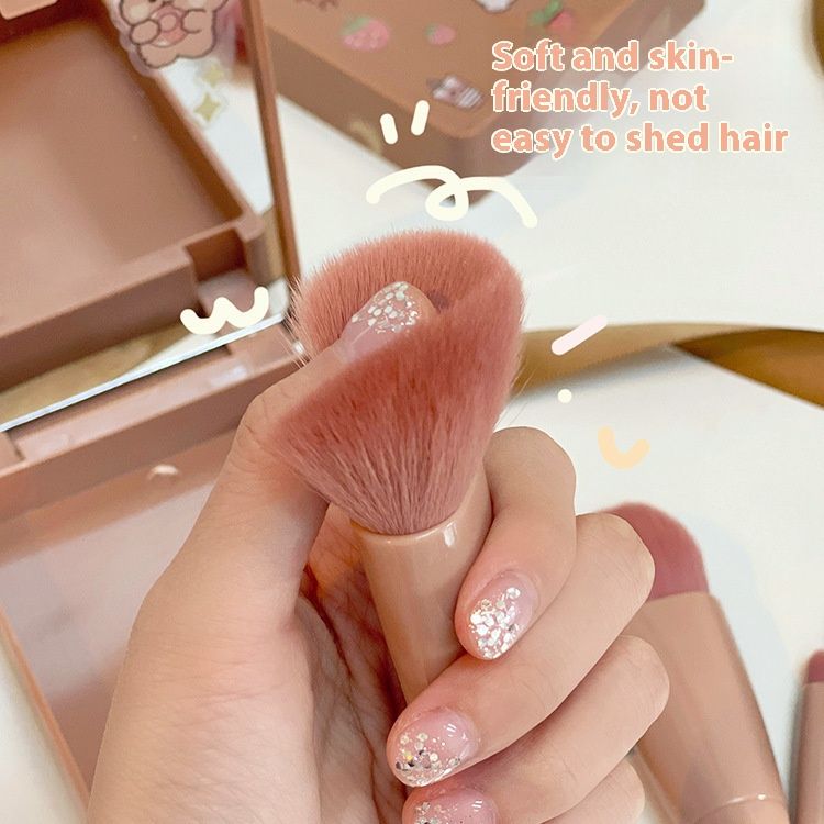 New travel 5-piece mirror box makeup brush set portable multi-functional loose powder brush blush brush beauty tools