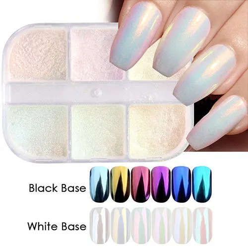New Pearl White Nails Glitter Dust Chrome Moonlight White Rubbing on Powder Shell Mirror Pigment Nail Art Supplies Decoration
