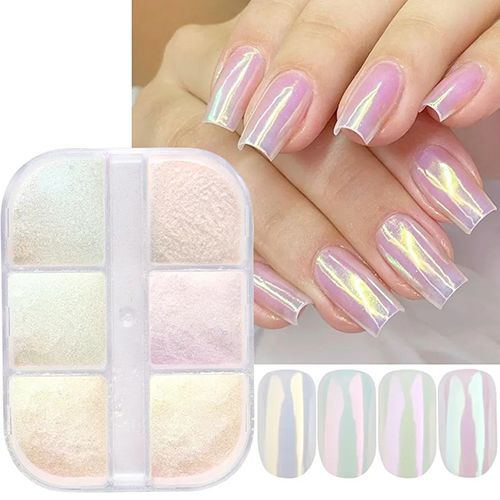 New Pearl White Nails Glitter Dust Chrome Moonlight White Rubbing on Powder Shell Mirror Pigment Nail Art Supplies Decoration