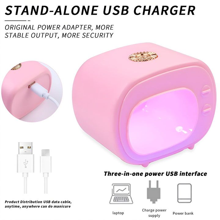 16W USB Mini Tv Nail Lamp UV Led Lamp for Nails Accessories And Tools Pink Nail Polish Dryer Portable Manicure Products view 5