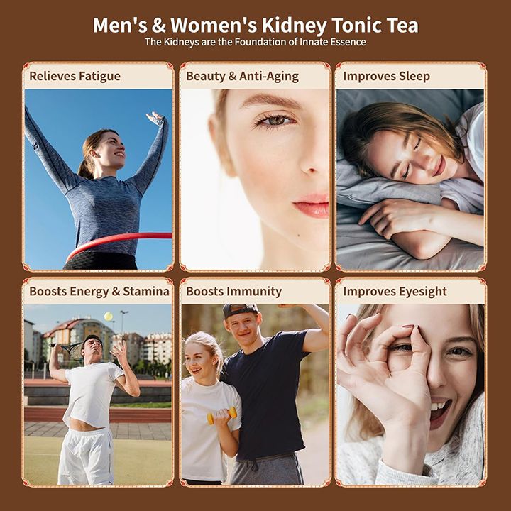Ginseng Five Treasures Kidney Tea, Traditional Chinese Herbal TeaBags, Natural Organic Kidney Cleanse Detox Tea for Women & Men, 7 Precious Ingredients Formula