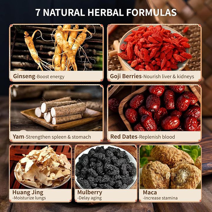 Ginseng Five Treasures Kidney Tea, Traditional Chinese Herbal TeaBags, Natural Organic Kidney Cleanse Detox Tea for Women & Men, 7 Precious Ingredients Formula