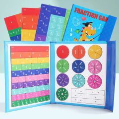 Children Magnetic Fraction Learning Math Toys Wooden Fraction Book Set Parish Teaching Aids Arithmetic Learning Educational Toys
