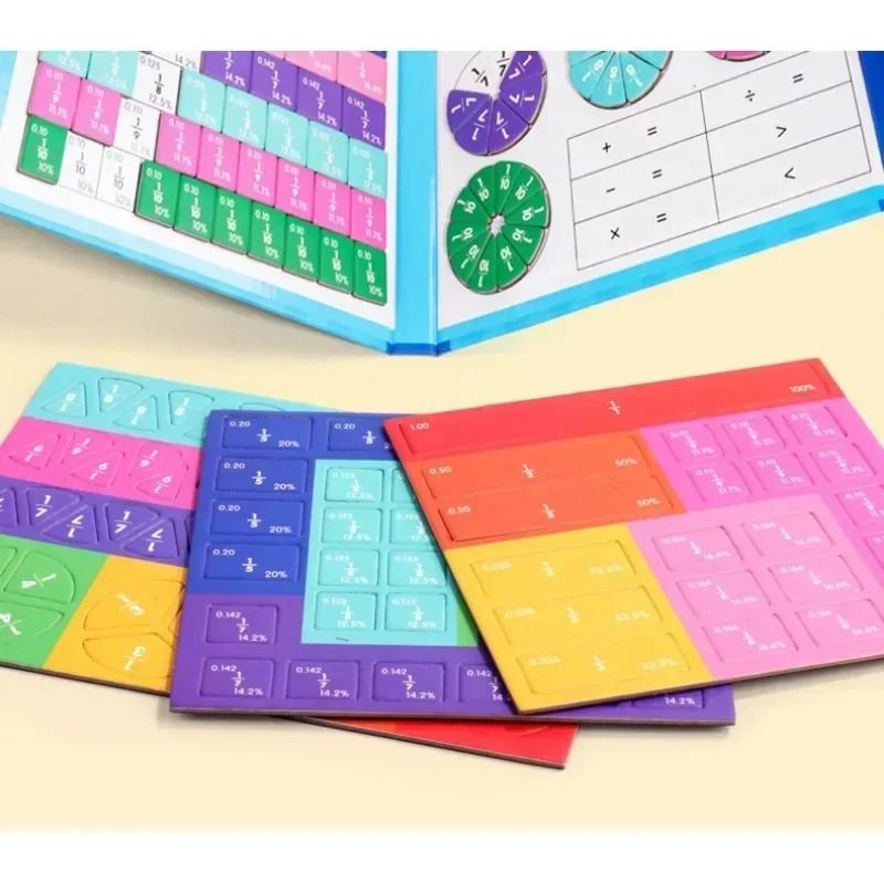 Children Magnetic Fraction Learning Math Toys Wooden Fraction Book Set Parish Teaching Aids Arithmetic Learning Educational Toys