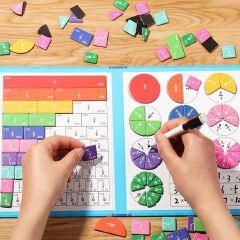 Children Magnetic Fraction Learning Math Toys Wooden Fraction Book Set Parish Teaching Aids Arithmetic Learning Educational Toys