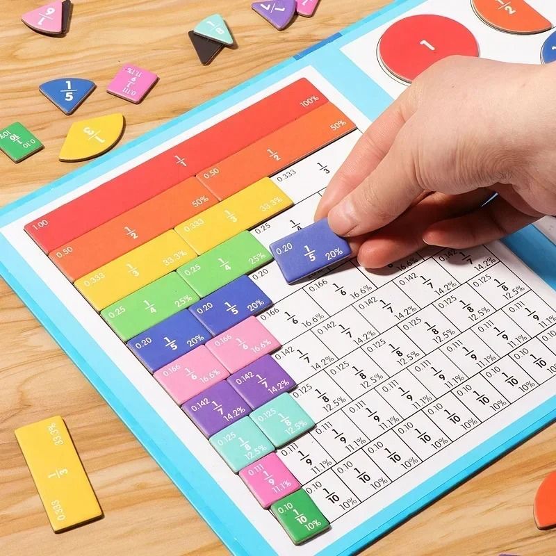 Children Magnetic Fraction Learning Math Toys Wooden Fraction Book Set Parish Teaching Aids Arithmetic Learning Educational Toys