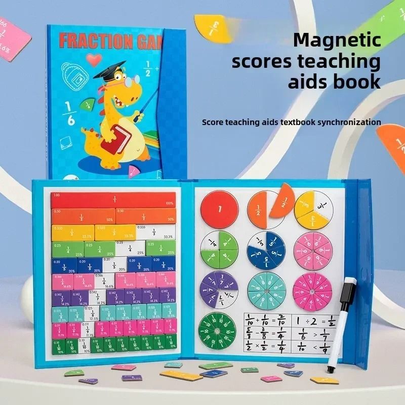 Children Magnetic Fraction Learning Math Toys Wooden Fraction Book Set Parish Teaching Aids Arithmetic Learning Educational Toys