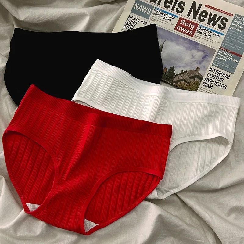 3PCS/Set Women's Clothing Lingerie Sports Style Cotton Women's Panties Girls' Underwear Breathable Mid Waist Shorts Lingerie Plus Size Solid Briefs