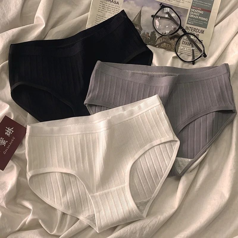 3PCS/Set Women's Clothing Lingerie Sports Style Cotton Women's Panties Girls' Underwear Breathable Mid Waist Shorts Lingerie Plus Size Solid Briefs