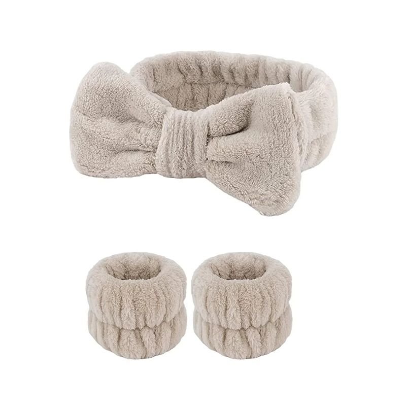 3PCS Face Wash Wristbands Headband Makeup Hair Care Headband Wash Headband for Washing Your Face Hair Bands Women Coral Fleece Hair Bands Cuff Waterproof Bands Absorbent Wristbands Head Band