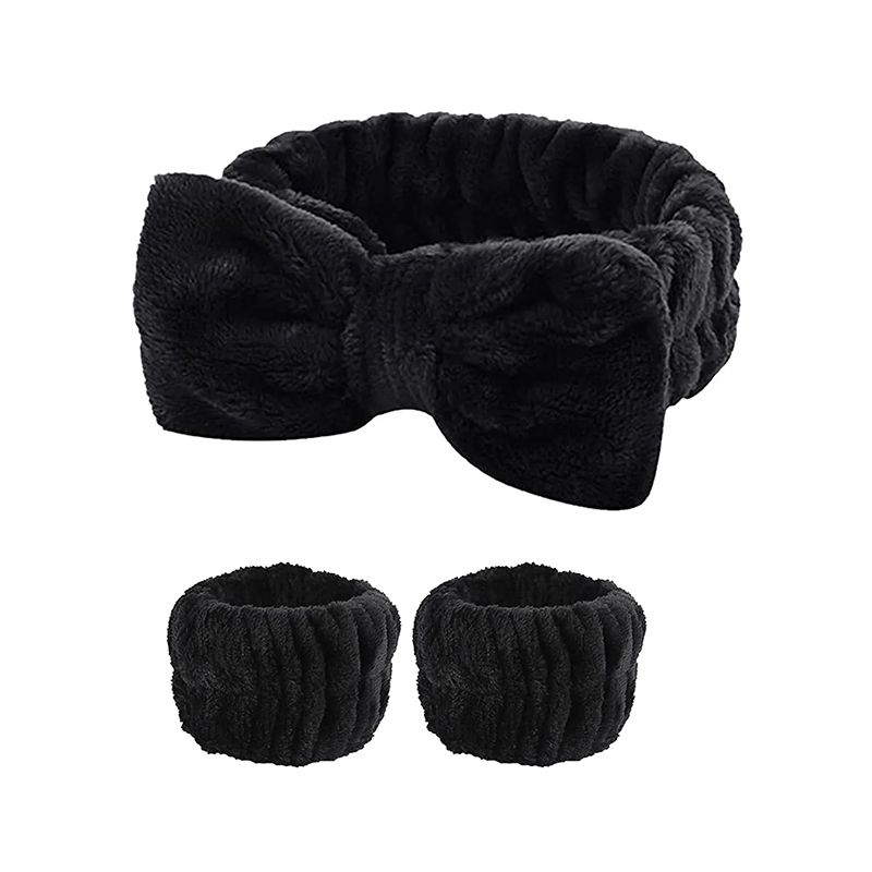 3PCS Face Wash Wristbands Headband Makeup Hair Care Headband Wash Headband for Washing Your Face Hair Bands Women Coral Fleece Hair Bands Cuff Waterproof Bands Absorbent Wristbands Head Band