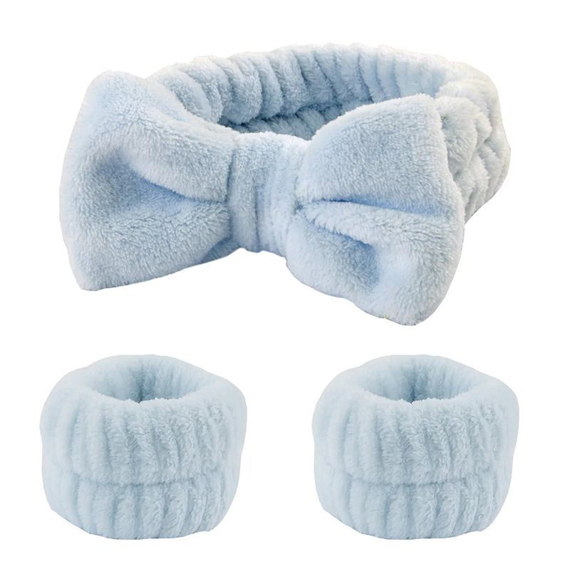 3PCS Face Wash Wristbands Headband Makeup Hair Care Headband Wash Headband for Washing Your Face Hair Bands Women Coral Fleece Hair Bands Cuff Waterproof Bands Absorbent Wristbands Head Band