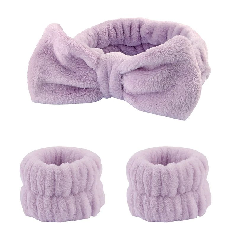 3PCS Face Wash Wristbands Headband Makeup Hair Care Headband Wash Headband for Washing Your Face Hair Bands Women Coral Fleece Hair Bands Cuff Waterproof Bands Absorbent Wristbands Head Band