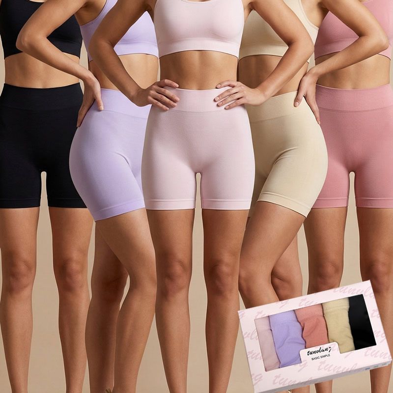 5 Pcs Leggings Woman clothes Underwear Safety Sports Short Pants Midwaist briefs Women's Shorts Under Skirt Seamless Panties Anti-bacterial Breathable Comfortable lingerie Boxer Briefs Cycling Shorts
