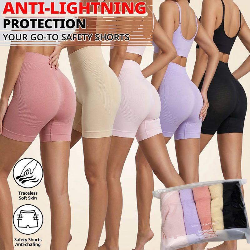 5 Pcs Leggings Woman clothes Underwear Safety Sports Short Pants Midwaist briefs Women's Shorts Under Skirt Seamless Panties Anti-bacterial Breathable Comfortable lingerie Boxer Briefs Cycling Shorts