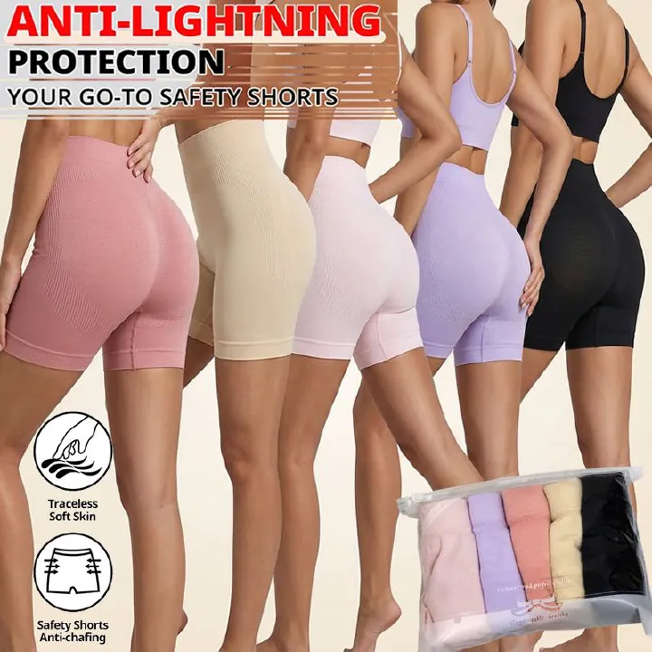 5 Pcs Leggings Woman clothes Underwear Safety Sports Short Pants Midwaist briefs Women's Shorts Under Skirt Seamless Panties Anti-bacterial Breathable Comfortable lingerie Boxer Briefs Cycling Shorts
