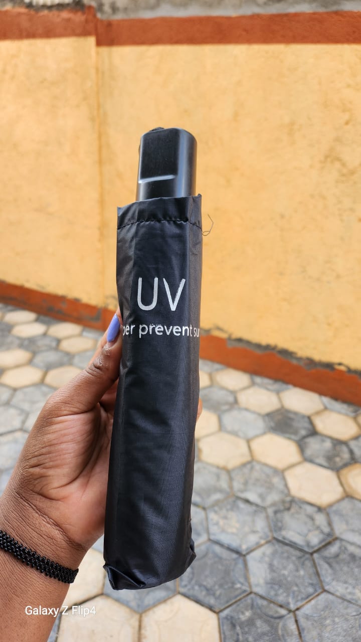 UV Umbrella Protection Sun Automatic Open and Close Umbrella Three Fold 8 skeleton Thickened Black Glue Sun UV Clean Umbrella