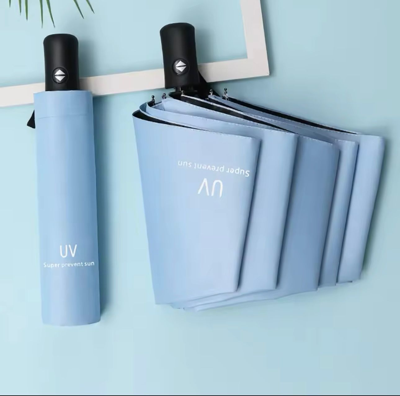 UV Umbrella Protection Sun Automatic Open and Close Umbrella Three Fold 8 skeleton Thickened Black Glue Sun UV Clean Umbrella