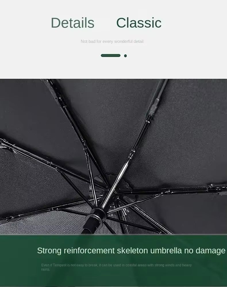 UV Umbrella Protection Sun Automatic Open and Close Umbrella Three Fold 8 skeleton Thickened Black Glue Sun UV Clean Umbrella