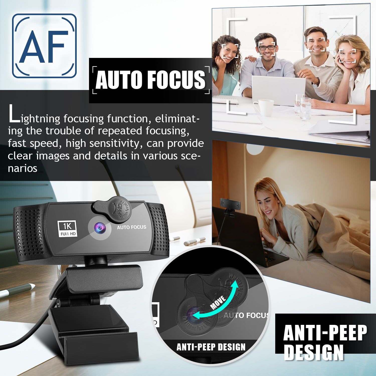 Camera and Microphone for Desktop Computer, AutoFocus 1080p Webcam with Tripod Stand and Privacy Cover FHD USB Web Camera for Video Conferencing Webcast 120-degree Wide Angle