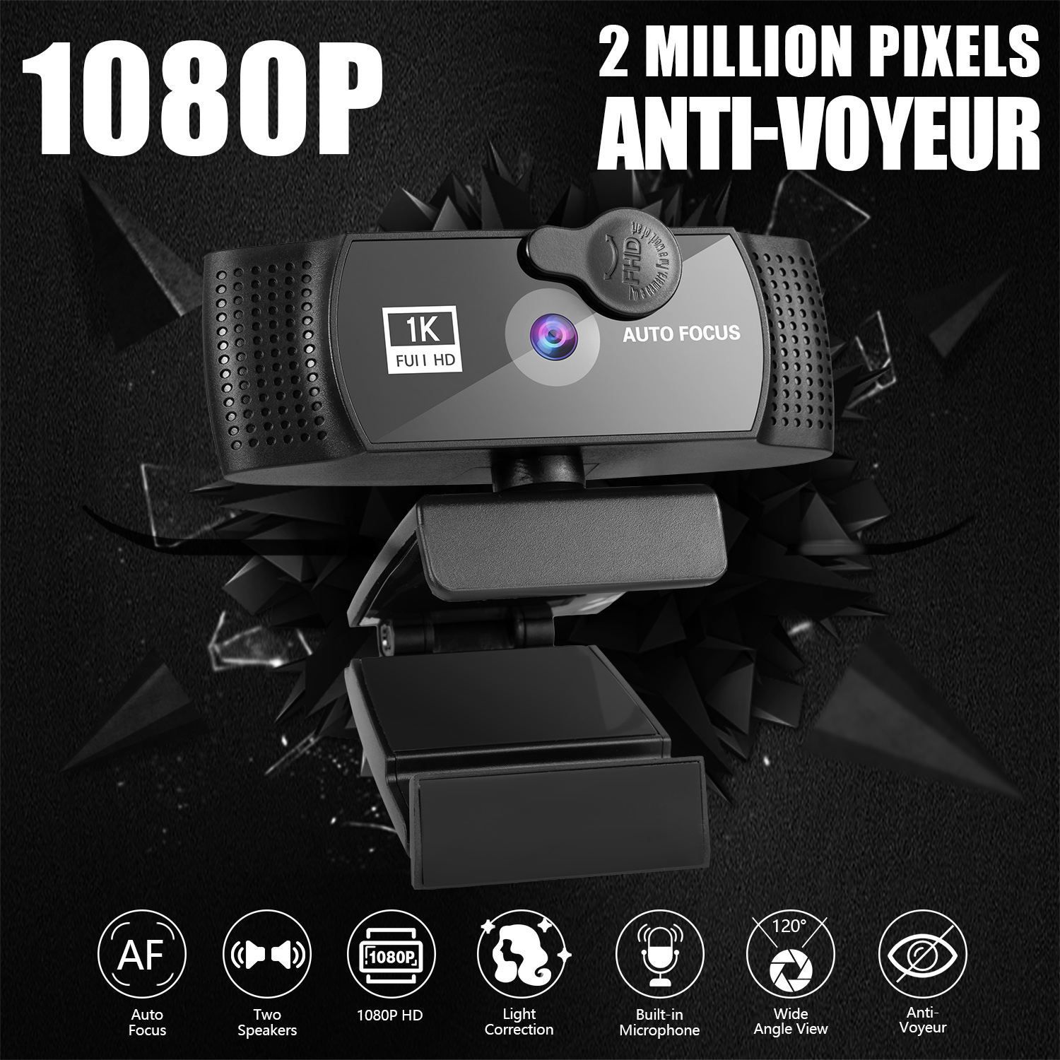 Camera and Microphone for Desktop Computer, AutoFocus 1080p Webcam with Tripod Stand and Privacy Cover FHD USB Web Camera for Video Conferencing Webcast 120-degree Wide Angle