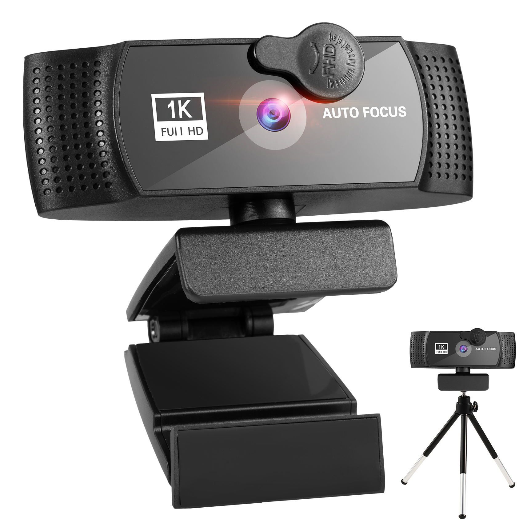 Camera and Microphone for Desktop Computer, AutoFocus 1080p Webcam with Tripod Stand and Privacy Cover FHD USB Web Camera for Video Conferencing Webcast 120-degree Wide Angle