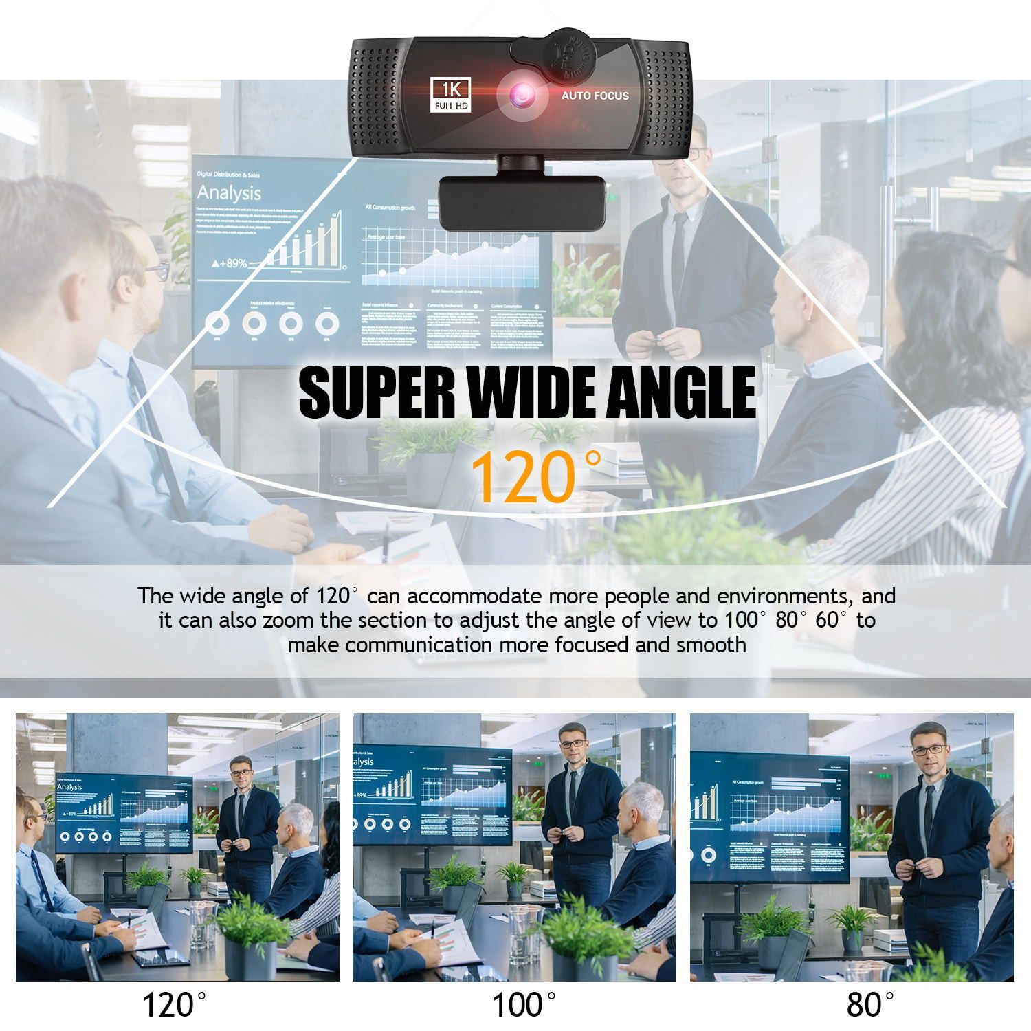 Camera and Microphone for Desktop Computer, AutoFocus 1080p Webcam with Tripod Stand and Privacy Cover FHD USB Web Camera for Video Conferencing Webcast 120-degree Wide Angle